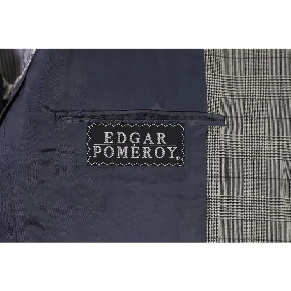 Edgar Pomeroy Bespoke Tan Black Plaid 2-Btn Handmade Wool Suit 38S